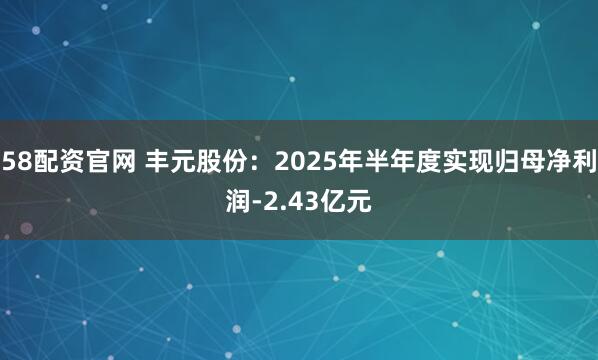 58配资官网 丰元股份：2025年半年度实现归母净利润-2.43亿元