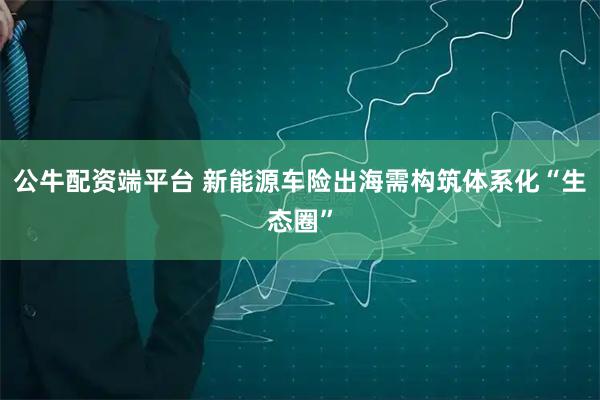 公牛配资端平台 新能源车险出海需构筑体系化“生态圈”